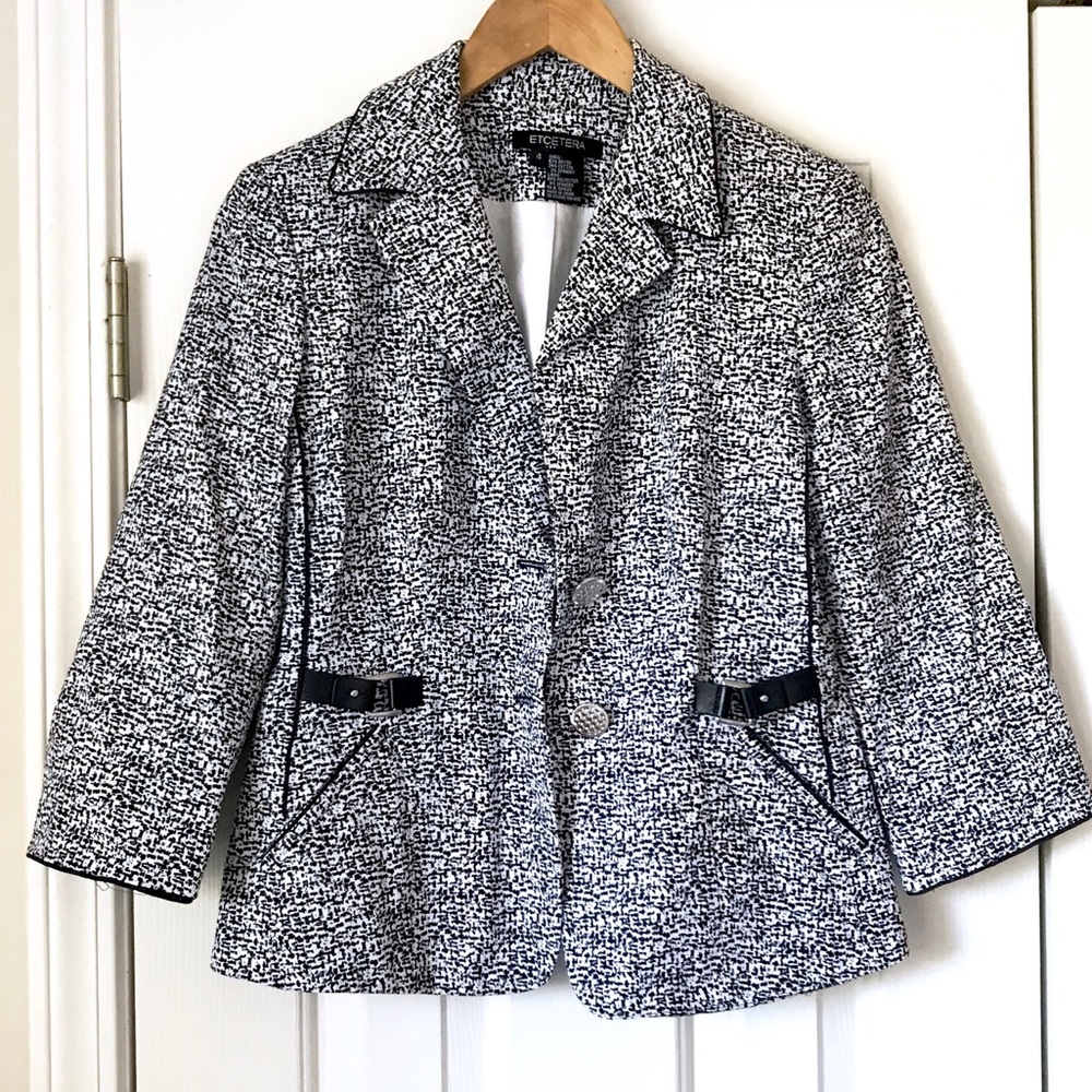 Etcetera jacket cropped sleeves black white